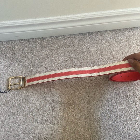 bnwt HERMÈS inspired orange and white striped belt with gold hardware - Picture 4 of 6